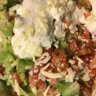 a close up of a salad