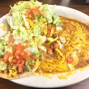 Two bean chalupas and two cheese enchiladas.