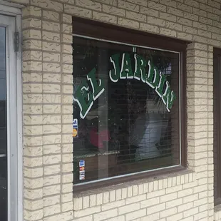 Front door and window.