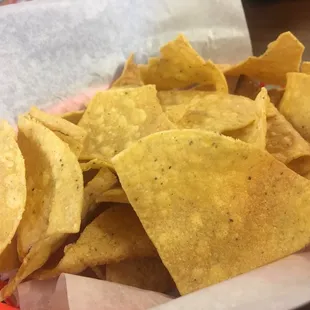 Chips that come with the salsa.