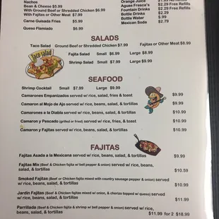 Menu page 1.  1/1/2019.