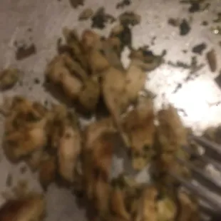 a half eaten plate of food