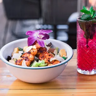 El Jardin Shrimp Cesar Salad with our El Jardin Watermelon Cooler