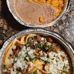 Tacos with rice and beans