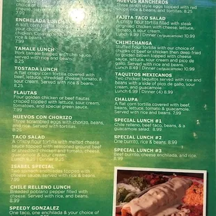 menu