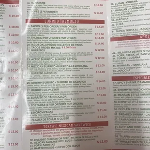 menu