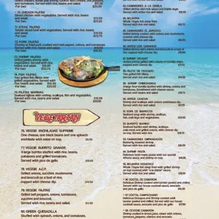 Dinner menu