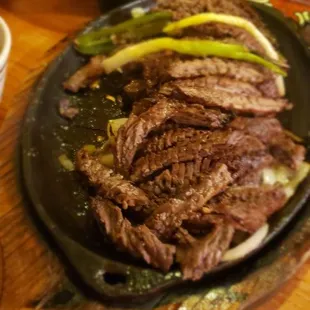 Beef fajitas for two