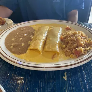 Shrimp enchiladas made to order. Very well prepared