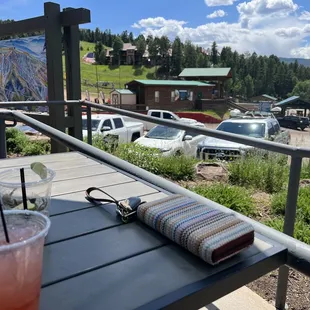 Patio seating with my watermelon marg