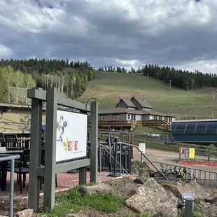 View of patio and mountain