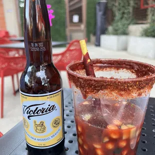 a drink and a bottle