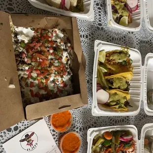 Crunch wrap , asada fries, flautas,   ,  , , guaca  (it's hot) , and range fire  (not so spicy)