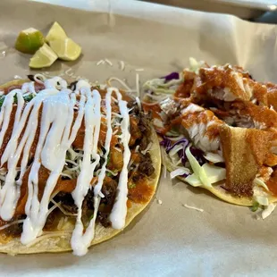 Steak and fried fish
