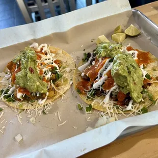 Chicken and steak street tacos