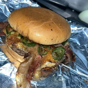 American burger with jalapeños