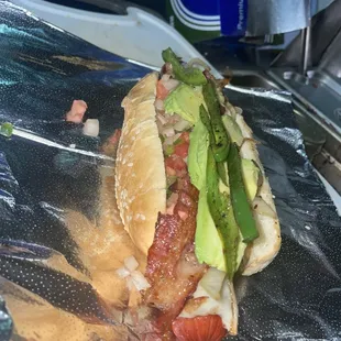 Mexican dog add bacon and jalapeños