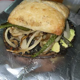 Our vegetarian portobello mushroom burger Aka "crazy shroom"