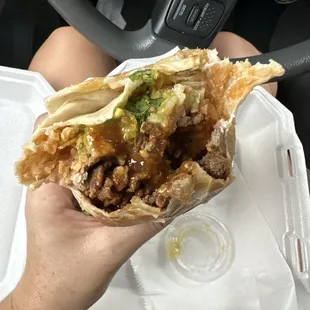 Cali burrito with their delicious salsa