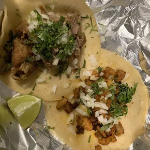 Carnitas on the left. Pastor on the right.