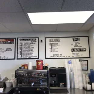 menus on the wall