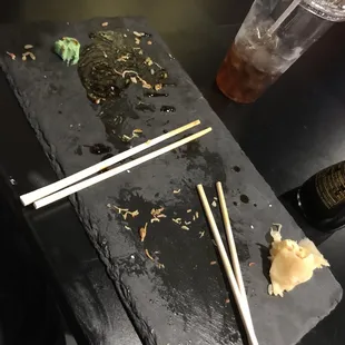 Forgot to take a photo of the sushi before we ate it because it was so good.