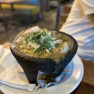 a close up of a bowl of soup