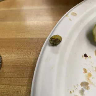 Unpleasant experience: biting into the hard stem of an avocado in their guacamole