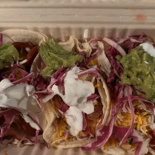 Chorizo tacos packed with fresh toppings.
