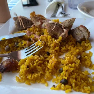 Rice with pigeon peas and pernil.