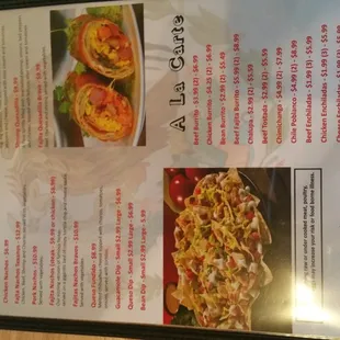 a menu for a pizza restaurant