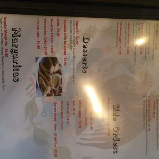 a menu for a mexican restaurant