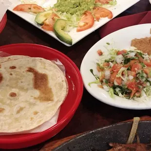 Flour tortillas and my sides.