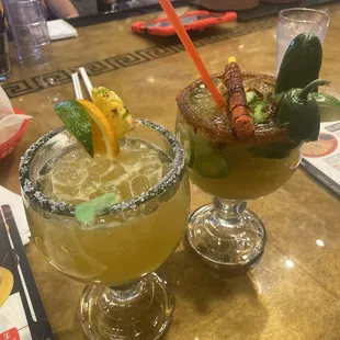 Cucumber jalapeno margarita and the el jimador margarita