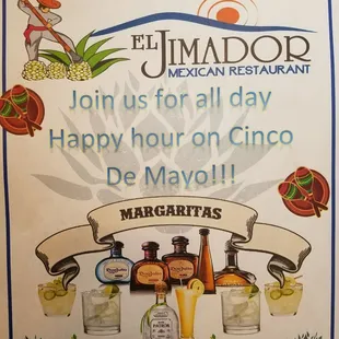 On Cinco we will be featuring our 32oz Jumbo House margarita for only $7 all day.