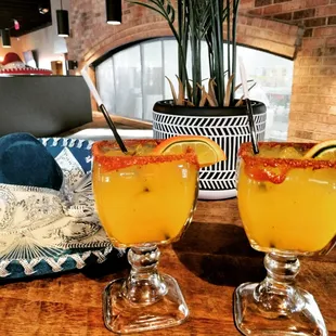two glasses of orange juice