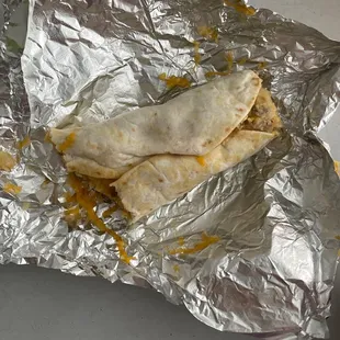 Sausage, egg, cheese, potato burrito