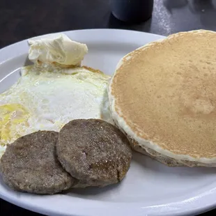 Sausage, Eggs, Pancakes