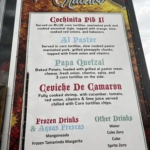 a menu for a mexican restaurant