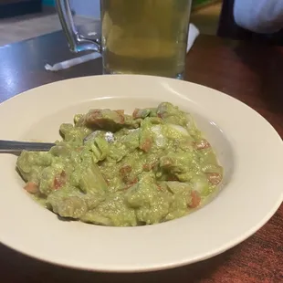 The guacamole I had to mix it to get the brown it was so old it looked fake!!