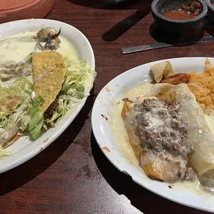 Especial Plate , Tamale, Chile relleno, Taco, Tostada, enchilada, rice and beans