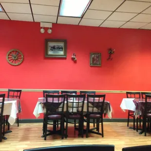 tables and chairs in a restaurant