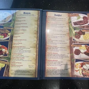a menu for the restaurant