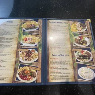 a menu for the restaurant