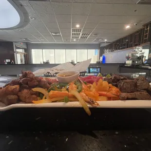 a large platter of food