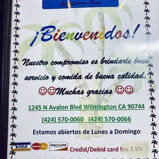Menu cover