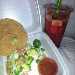 Tostada de Picadillo and Rusa Nortena