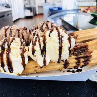 Churros with ice cream