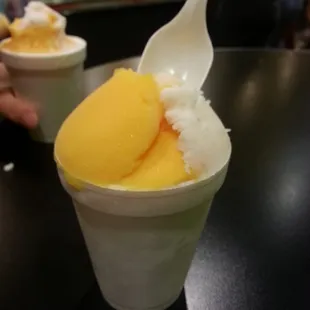 Half mango and coconut sorbet!