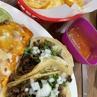 Taco combo with enchilada